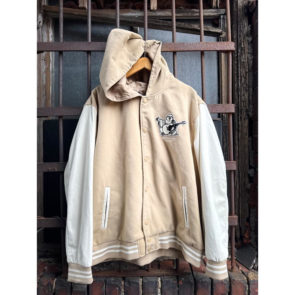 NWT True Religion Two Toned Varsity Bomber Hooded Jacket Size XXL
